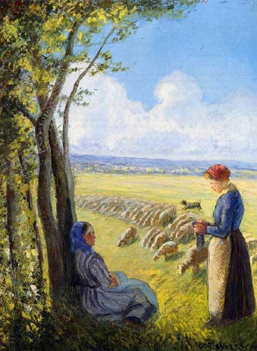 Painting Code#45829-Pissarro, Camille - Shepherdesses