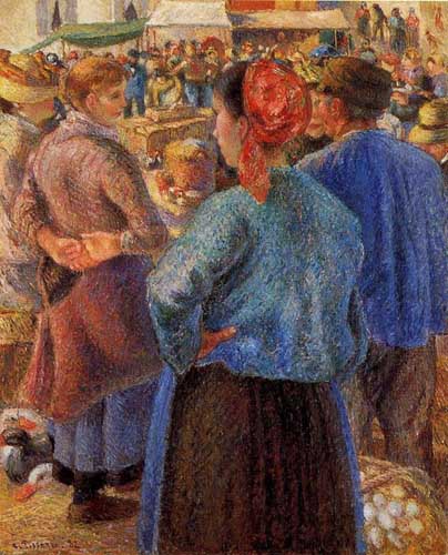 Painting Code#45840-Pissarro, Camille - The Poultry Market at Pontoise
