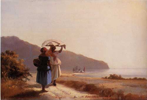 Painting Code#45846-Pissarro, Camille - Two Woman Chatting by the Sea, St. Thomas