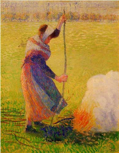 Painting Code#45848-Pissarro, Camille - Woman Burning Wood