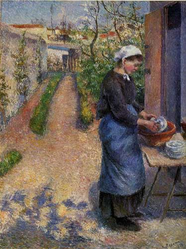 Painting Code#45858-Pissarro, Camille - Young Woman Washing Plates