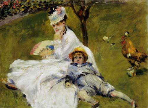Painting Code#45881-Renoir, Pierre-Auguste - Camille Monet and Her Son Jean in the Garden at Argenteuil