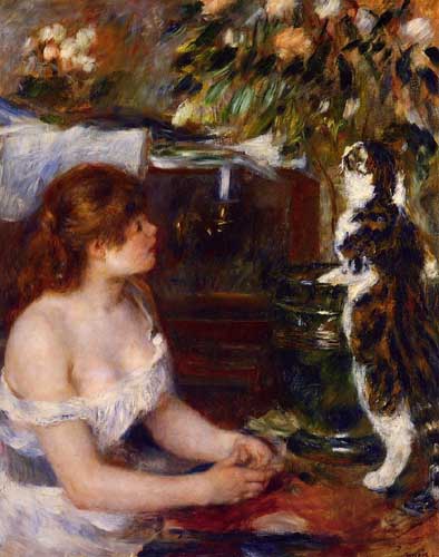 Painting Code#45907-Renoir, Pierre-Auguste - Girl and Cat