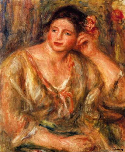 Painting Code#45946-Renoir, Pierre-Auguste - Madeleine Leaning on Her Elbow with Flowers in Her Hair