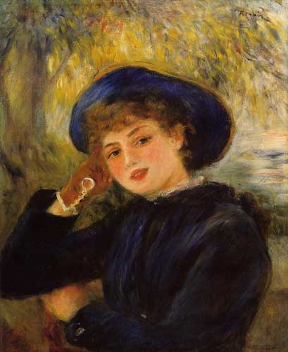 Painting Code#45947-Renoir, Pierre-Auguste - Mademoiselle Demarsy (A.K.A. Woman Leaning on Her Elbow)