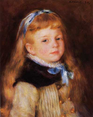 Painting Code#45948-Renoir, Pierre-Auguste - Mademoiselle Grimprel in a Blue Ribbon