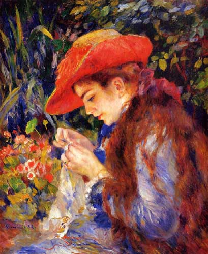 Painting Code#45950-Renoir, Pierre-Auguste - Mademoiselle Marie-Therese Durand-Ruel Sewing
