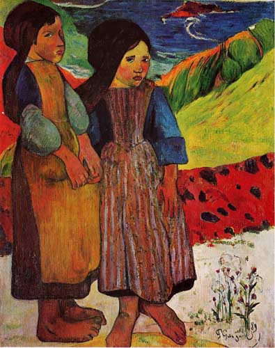 Painting Code#46038-Gauguin, Paul - Breton Girls by the Sea
