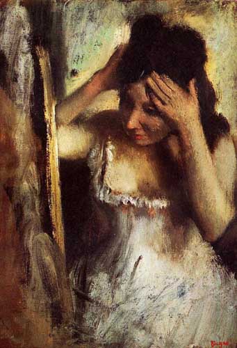 Painting Code#46158-Degas, Edgar - Woman Combing Her Hair before a Mirror