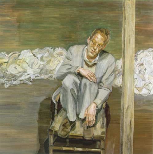 Painting Code#46166-Lucian Freud - Red-haired man on a chair