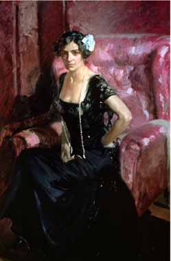 Painting Code#46173-Sorolla y Bastida, Joaquin - Clotilde in an Evening Dress