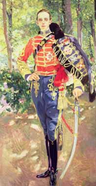 Painting Code#46176-Sorolla y Bastida, Joaquin - Portrait of King Alfonso XIII Wearing the Uniform of the Hussars