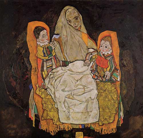 Painting Code#46229-Egon Schiele - Mother with Two Children