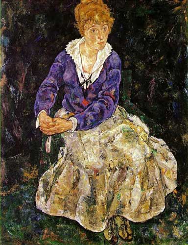Painting Code#46232-Egon Schiele - Portrait of the Artist&#039;s Wife, Seated
