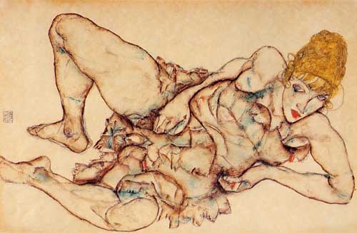 Painting Code#46234-Egon Schiele - Reclining Woman with Blond Hair