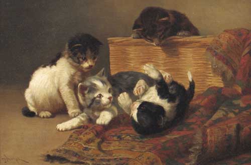 Painting Code#5058-JOHN HENRY DOLPH: Playing Kittens

