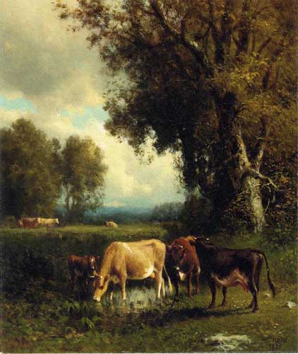 Painting Code#5076-William M. Hart - Cows in the Meadow