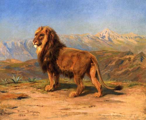 Painting Code#5170-Rosa Bonheur - Lion in a Mountainous Landscape