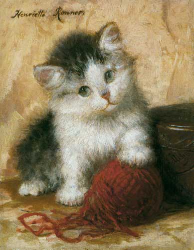 Painting Code#5175-Henriett Ronner - Kitten in Mischief