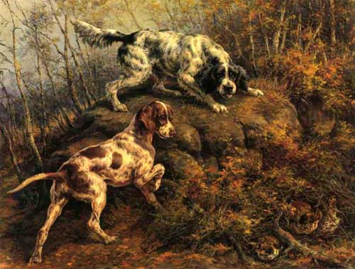 Painting Code#5189-Osthaus, Edmund Henry(USA) - Pointer, Setter and Grouse