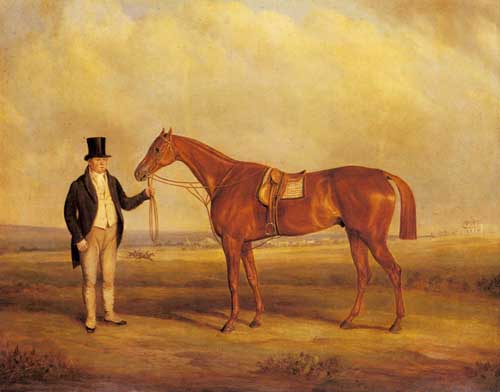 Painting Code#5268-Ferneley, Snr., John(UK): A Gentleman Holding Dangerous, the Winner of the 1833 Derby
