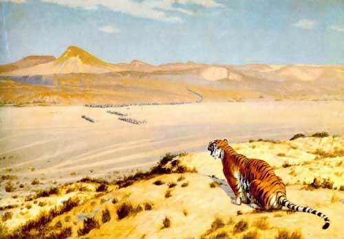Painting Code#5292-Gerome, Jean-Leon(France): Tiger on the Watch