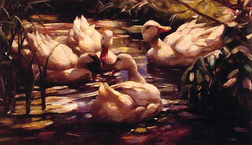 Painting Code#5298-Koester, Alexander(Germany) - Ducks in a Forest Pond