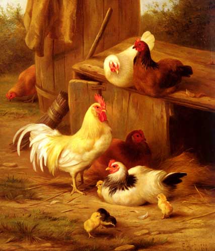 Painting Code#5303-Hunt, Edgar(UK): Chickens And Chicks