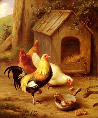 Painting Code#5305-Hunt, Edgar(UK): Chickens Feeding