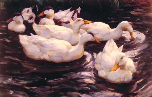 Painting Code#5332-Koester, Alexander(Germany): Six Ducks in the Pond