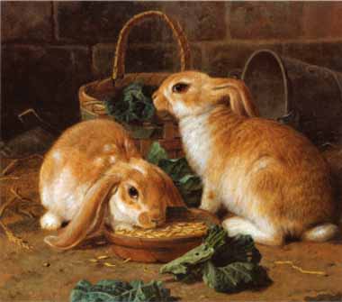 Painting Code#5371-Alfred Barber - Bunnies&#039; Meal I