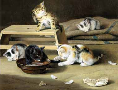 Painting Code#5389-Siegwald Dahl - Kittens at Play
