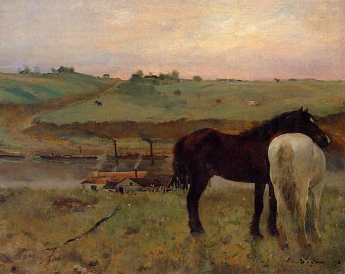 Painting Code#5400-Degas, Edgar - Horses in the Meadow