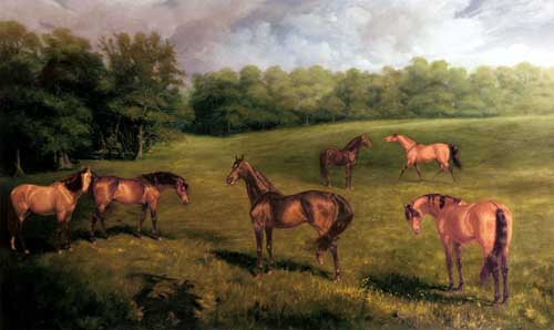 Painting Code#5404-Palmer, James Lynwood(UK): The Duke Of Portland&#039;s Stallions At Welbeck Stud