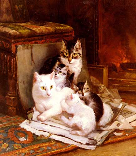 Painting Code#5407-Ronner-Knip, Henriette(Holland): The Happy Litter