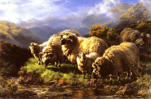 Painting Code#5426-Watson, William: Morning: Sheep Grazing in a Highland Landscape