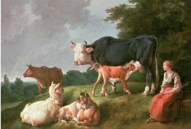 Painting Code#5521-Jean-Baptiste Huet - Pastoral Scene