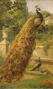 Painting Code#5551-Olaf Hermansen - Peacocks in the Park