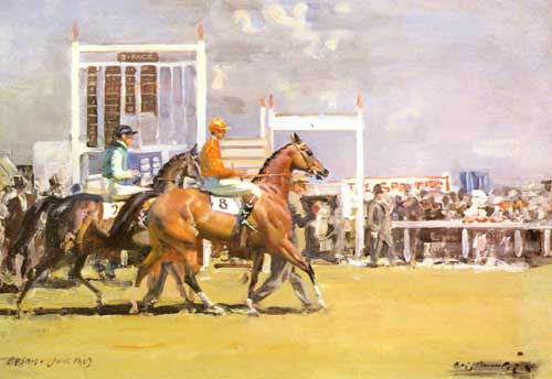 Painting Code#5563-Munnings, Sir Alfred James(UK) - Going out at Epsom