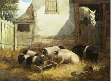 Painting Code#5601-John Herring - Family of Pigs