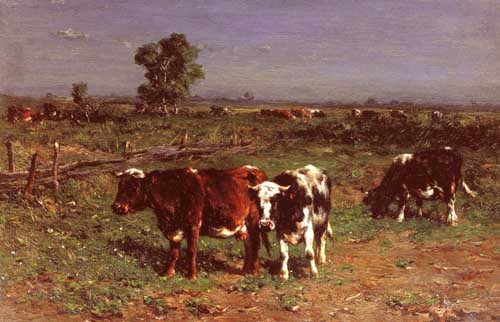 Painting Code#5649-Haas, Johannes-Hubertus-Leonardus de(Belgium): Cattle Grazing
