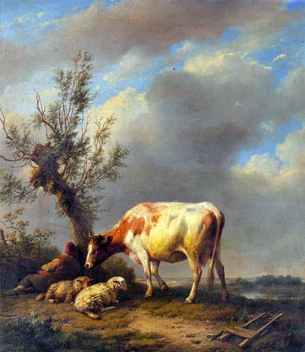 Painting Code#5657-Verboeckhoven, Eugene Joseph: The Shepherd&#039;s Rest
