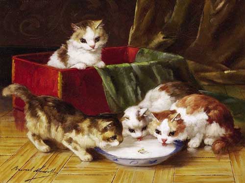 Painting Code#5672-Alfred Arthur Brunel de Neuville: Playful Kittens