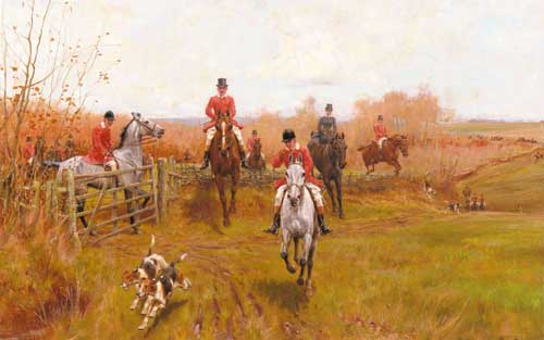 Painting Code#5681-Thomas Blinks - Over the Fence 1897 Foxhunting