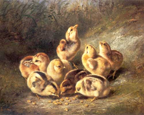 Painting Code#5682-Arthur Fizwilliam Tait - Chickens and Chicks