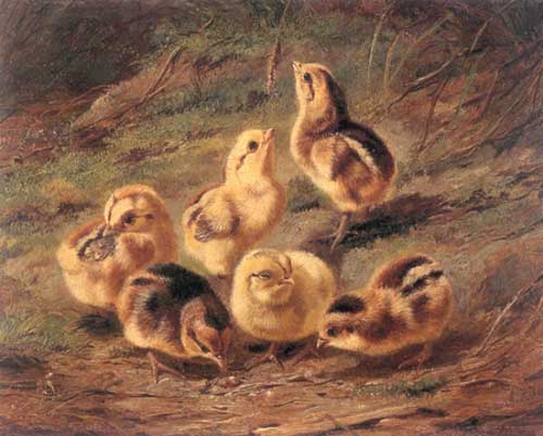 Painting Code#5685-Arthur Fitzwilliam Tait - Chickens