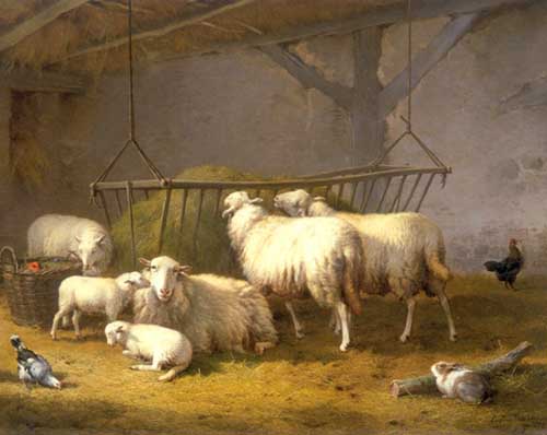 Painting Code#5709-Eugene Joseph Verboeckhoven - The Sheep Pen