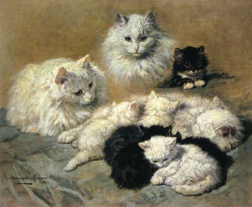 Painting Code#5713-Henriette Ronner-Knip - Cats and Kittens