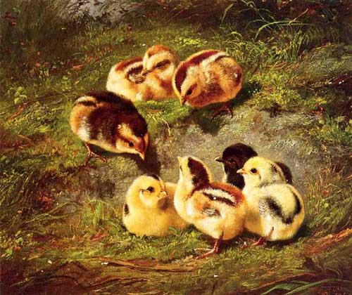 Painting Code#5719-Arthur Fitzwilliam Tait - Chickens