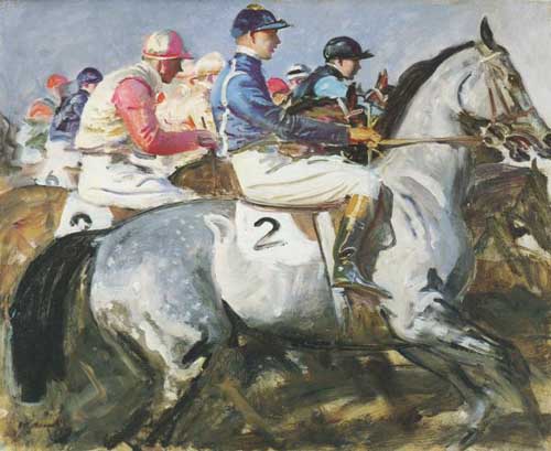 Painting Code#5739-Munnings, Sir Alfred James(UK) - Silks and Satins of the Turf